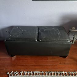 Black Faux Leather Rectangular Storage Ottoman