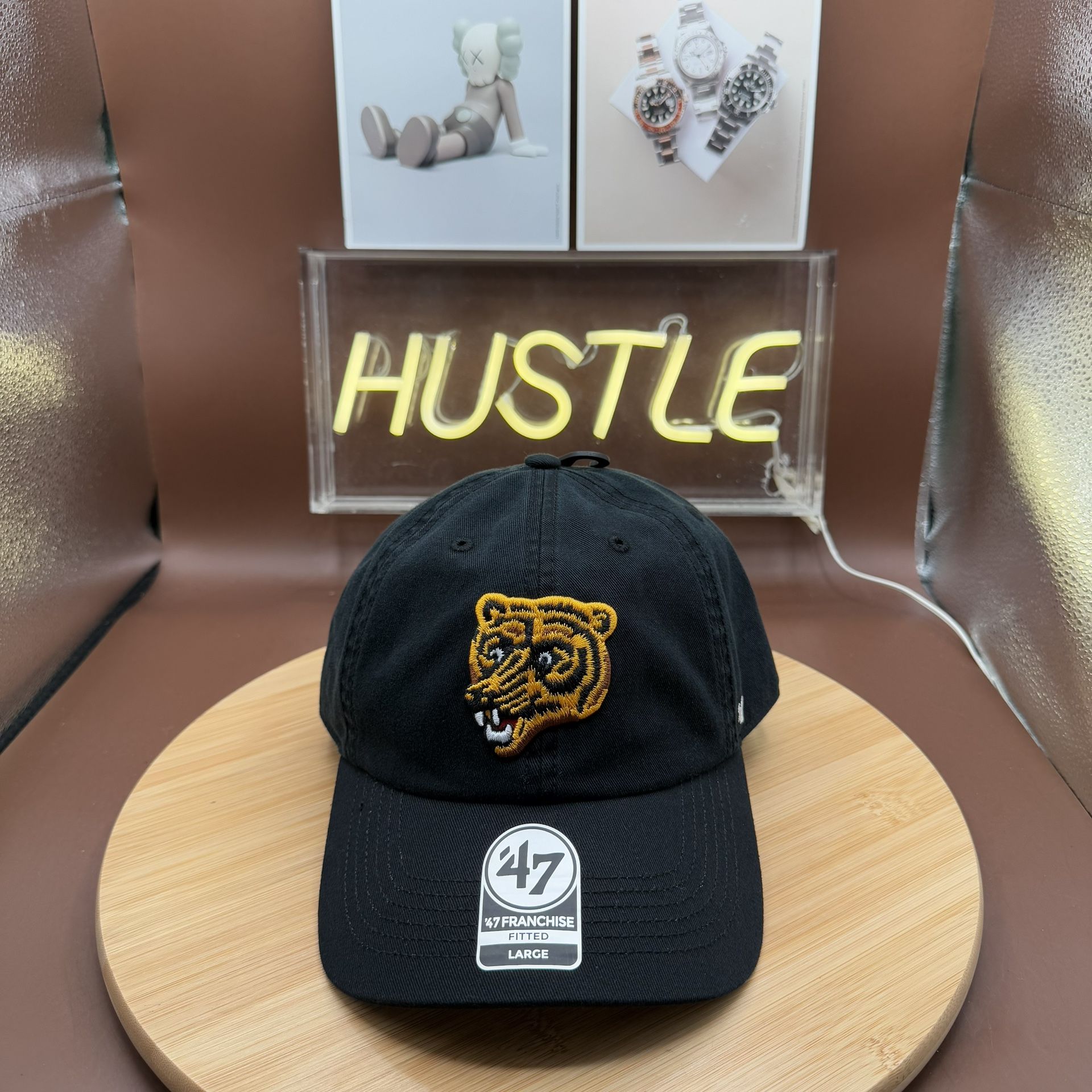 Boston Bruins NHL '47 Franchise Vintage Throwback Black Fitted Sz Large