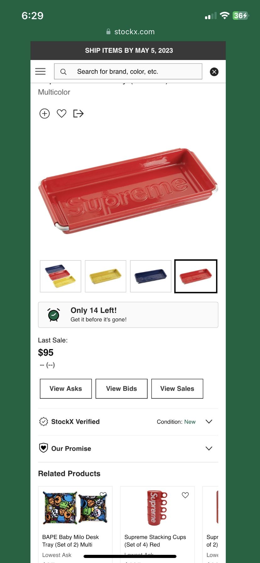 Supreme Dulton steel Tray Red authentic brand new Supreme Dulton steel Tray Red authentic brand new
