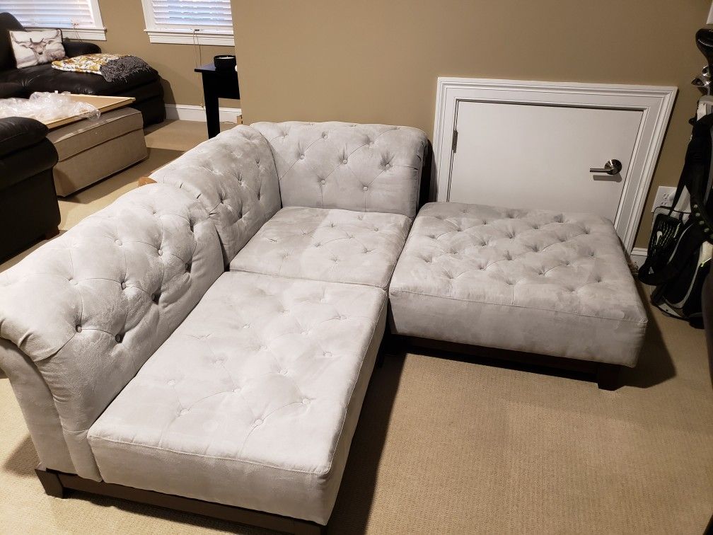 PB Teen Cushy Roll Arm Sectional w/bases