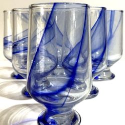 Libbey Blue Ribbon Glass Goblet Tumblers