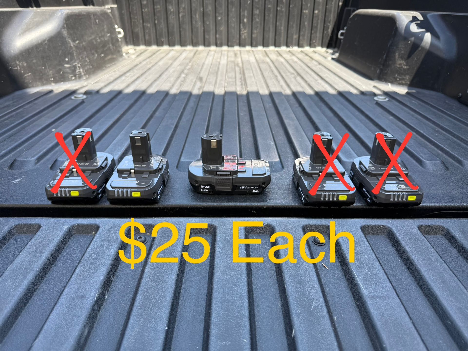 RYOBI ONE+ 18V Lithium-Ion 2.0 Ah Battery **$25 Each, 2 Available**
