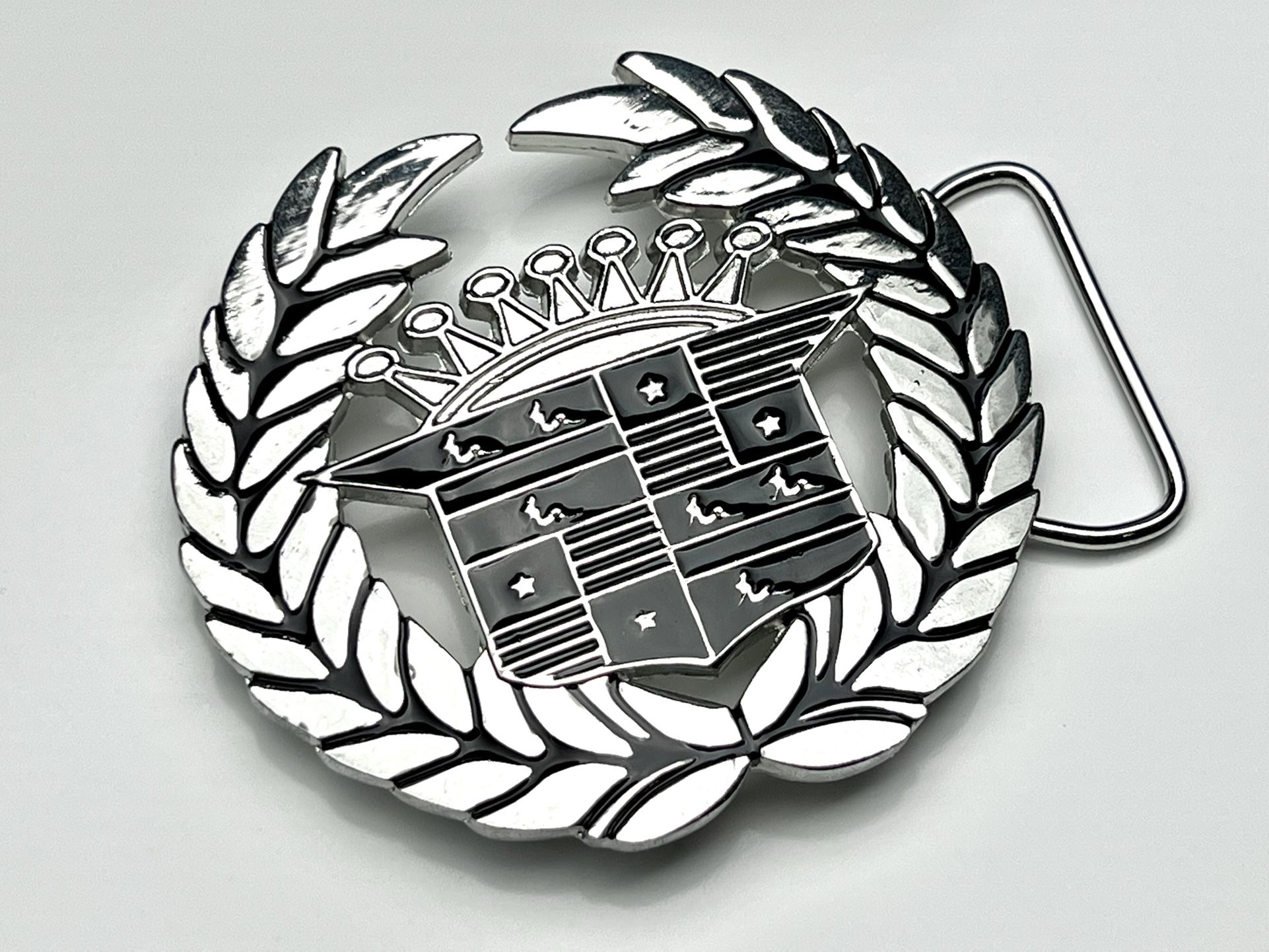 Cool Belt Buckle Cadillac Inspired Silver 3”