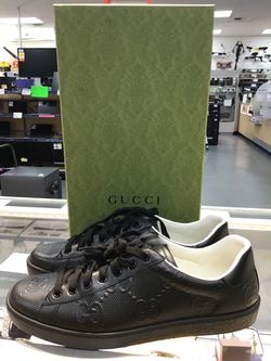 Gucci Ace GG Embossed Leather Sneakers