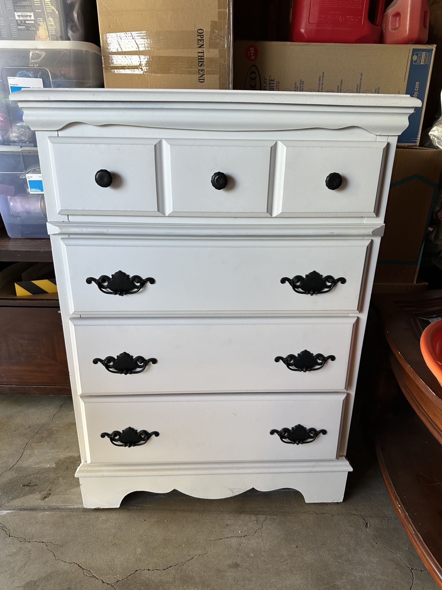 White stand up dresser