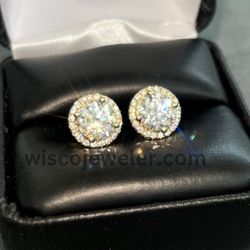 Gold Plated Circle Crescent Moissanite Earrings