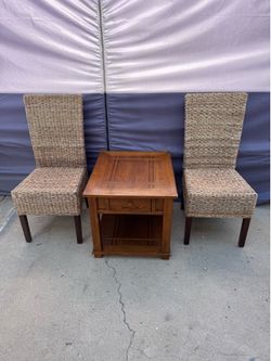 Safavieh Kiska Nautical Bohemian Rattan Side Chair, Set of 2 with coffee table