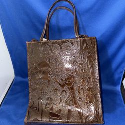 Brown Egyptian Embossed Design Handbag