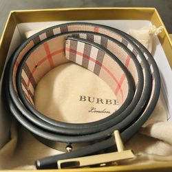 Burberry TB Gold Buckle Belt Size 30–33 With Box