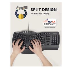 Perixx PERIBOARD-512B Wired Ergonomic Keyboard - Split Keyboard, Wrist Rest, Natural Typing - Wired USB Connectivity - US English - Black