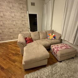 Sectional Couch And Ottoman By Ashley- almost  New