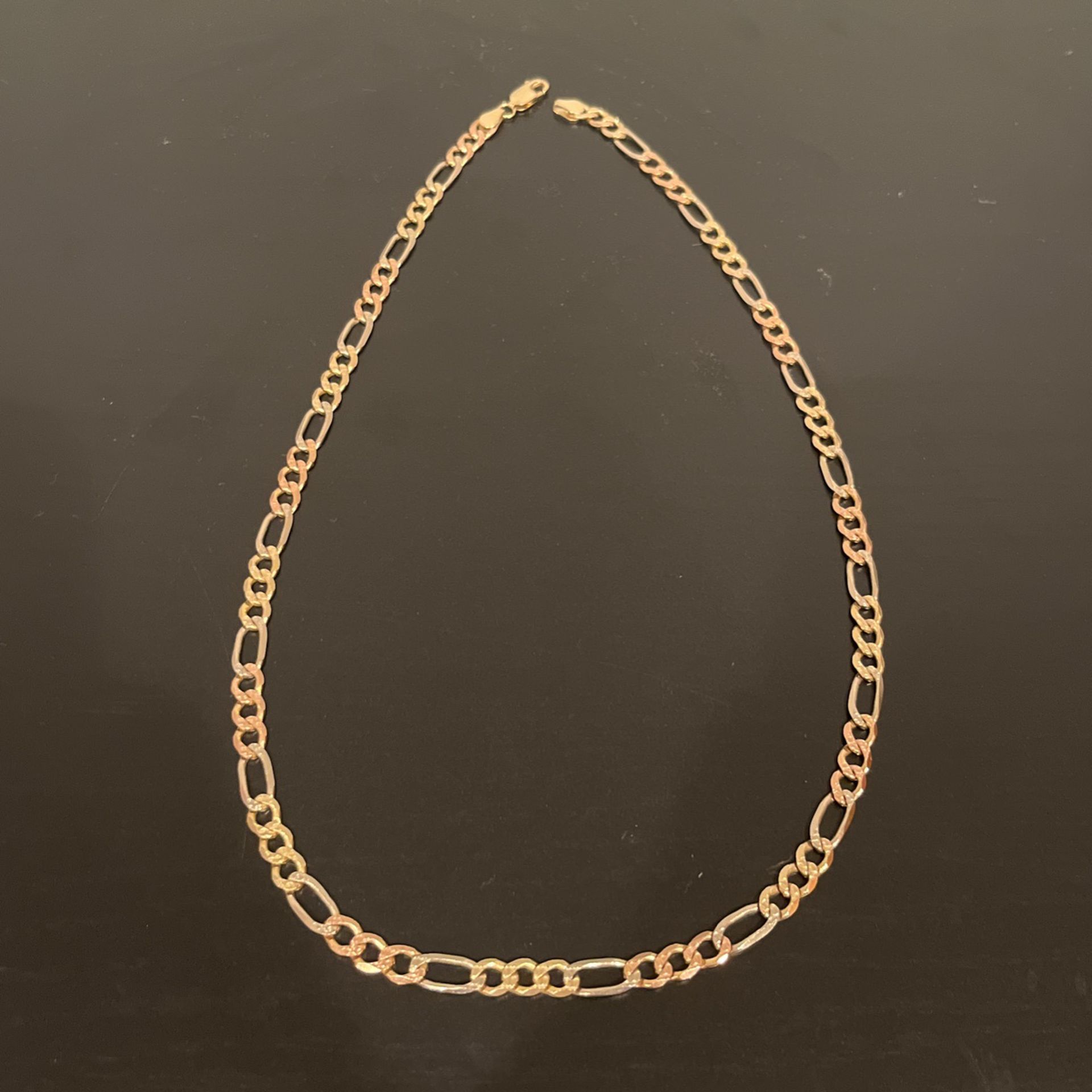 14k Solid Gold Tri Color Chain 22 Inches 28.8 Grams Obo