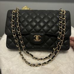 AUTHENTIC Chanel Quilted Caviar Double Flap Shoulder Bag PERFECT CONDITION