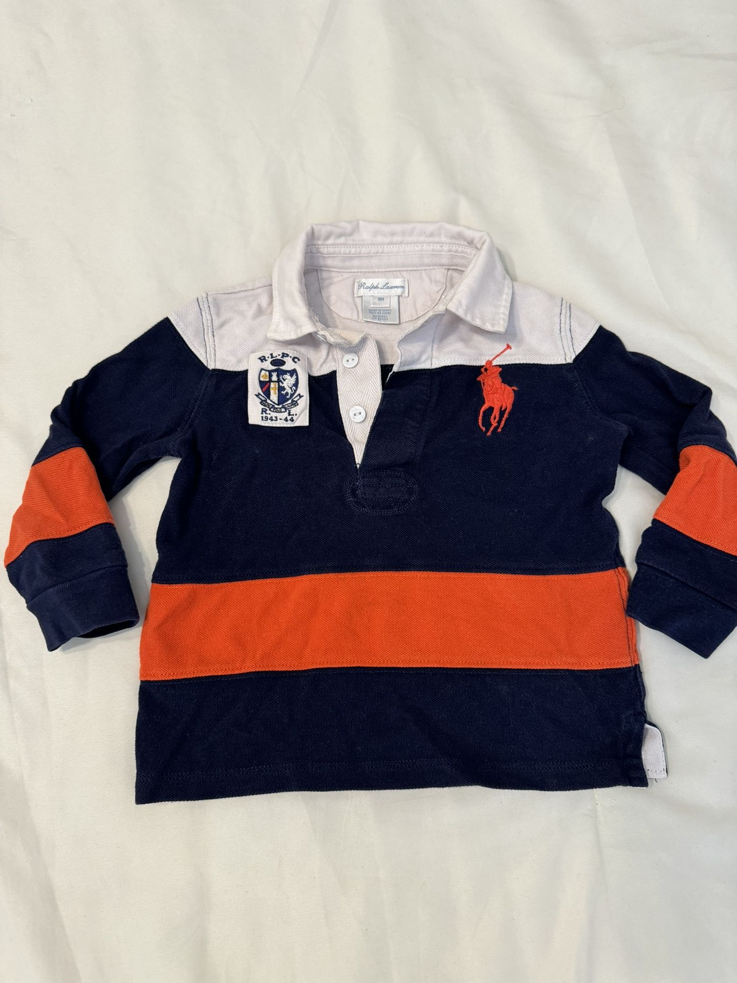 Ralph Lauren Baby Boy Long Sleeve Rugby Shirt 18 Months