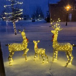 Christmas Decor - Deer Family Pre-lit