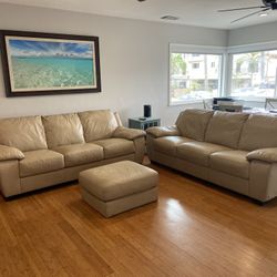 Genuine Leather Full Size Sofas W Ottoman