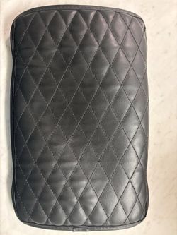 Gray Quilted Leather Car Armrest Cover