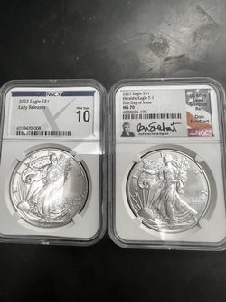 2023 Eagle S$1 Early Releases & 2021 Eagle S$1 Heraldic Eagle T-1 MS 70