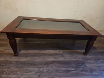 Wood Coffee Table with Glass Top