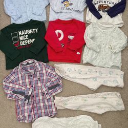 10pc Little boy top long sleeve shirt sweater pants t shirt size 4 years bottom  All good condition but has minor stains  Comes from pet free smoke fr