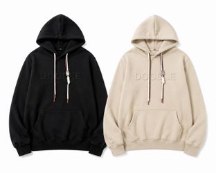 Doodle Hoodie Unisex Thick Cotton Pullover Sweatshirt M-2XL Black Beige