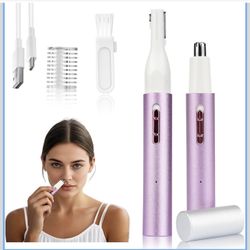 Rechargeable Nose & Ear Hair Trimmer, Dual-Edge Blade Electric Clipper for Women Men, Facial & Eyebrow Hair Removal Tool, Powerful Motor, Painless, Ea