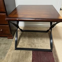 Square Wood End Table w/metal base