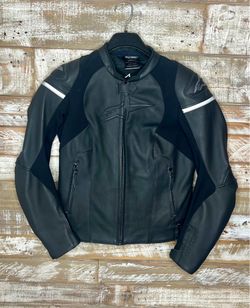 Alpine Stars Stella Pro women’s black leather motorcycle jacket size 8 w/ gloves