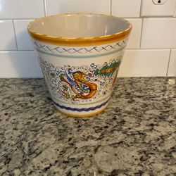 Italian Hand Painted Ceramic Pot 7inch