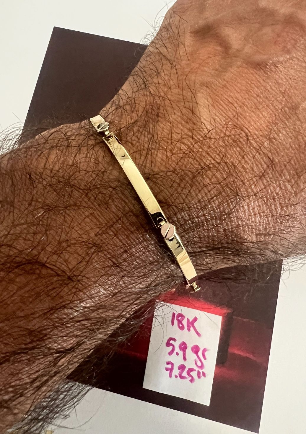 18K Solid Gold Love Bracelet 5.9Gr 7.25 Inches Long 