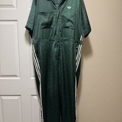 Adidas Yara Shahidi Green Satin Jumpsuit XL - Persian "یار" Design