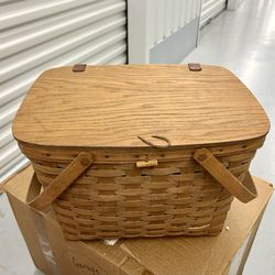 Vintage 1983 Large Handmade Longaberger Picnic Basket 