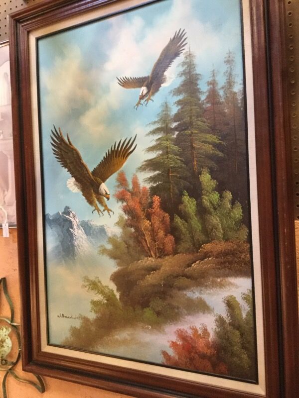 W. Amadio signed eagle painting