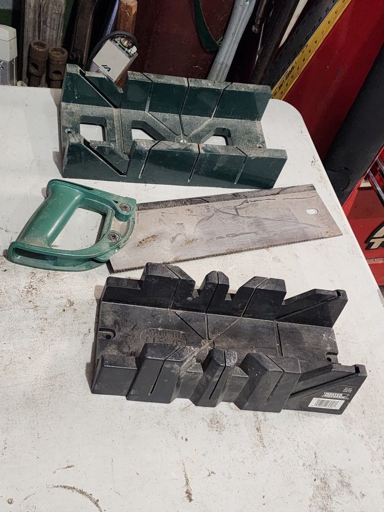 Pair Miter Boxes With Saw