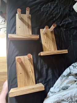 Wooden Wall Shelf with Pegs – Set of 3