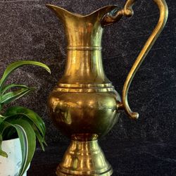 Solid Brass Large Pitcher, Urn, Vase