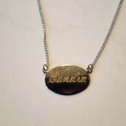 SANDRA NAME PLATE STERLING SILVER NECKLACE 