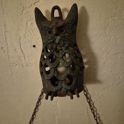 Cast Iron Owl Candle Holder  Very Old