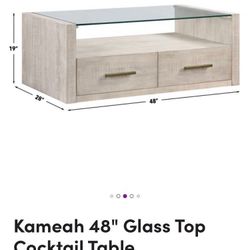 48" Glass Top Cocktail Table