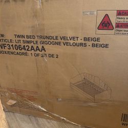 Twin Bed Trundle Velvet Beige