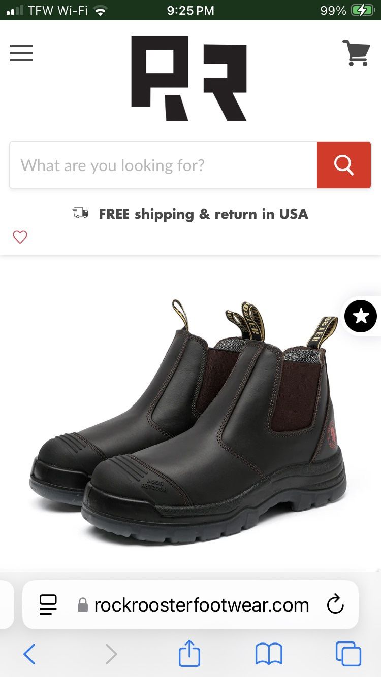 ROCKROOSTER Bakken Dark Brown 6 inch Pull on Leather Work Boots AK229