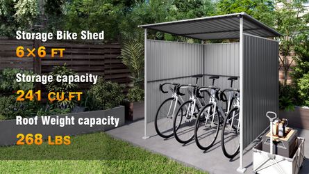 6x6FT Outdoor Pergola for Patio,Bike Storage Shed,Lean to Hardtop Grill Gazebo, Metal Pergolas and Gazebos,Year-Round Metal Gazebo Heavy Duty Awnings 