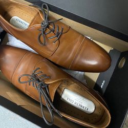 Kenneth Cole New York Leather Cap Toe Cognac Oxford Dress Shoes (US M 9.0)
