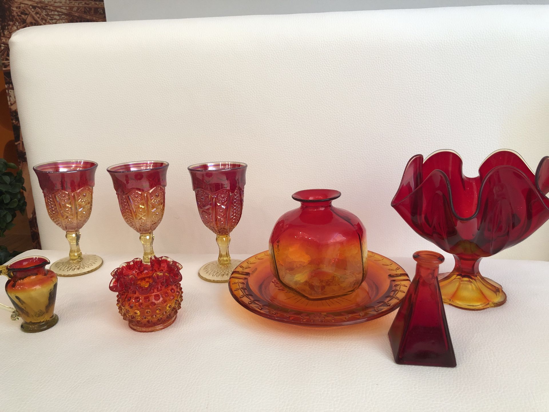 Vintage Glass Red and Amber Collection