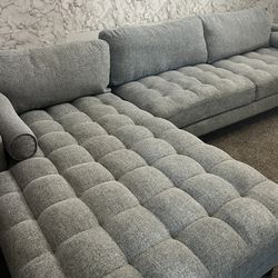 Gray Sectional 2 Piece Couch 