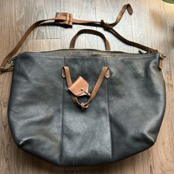 Madewell Black Leather Tote Bag Transport Carryall XLarge