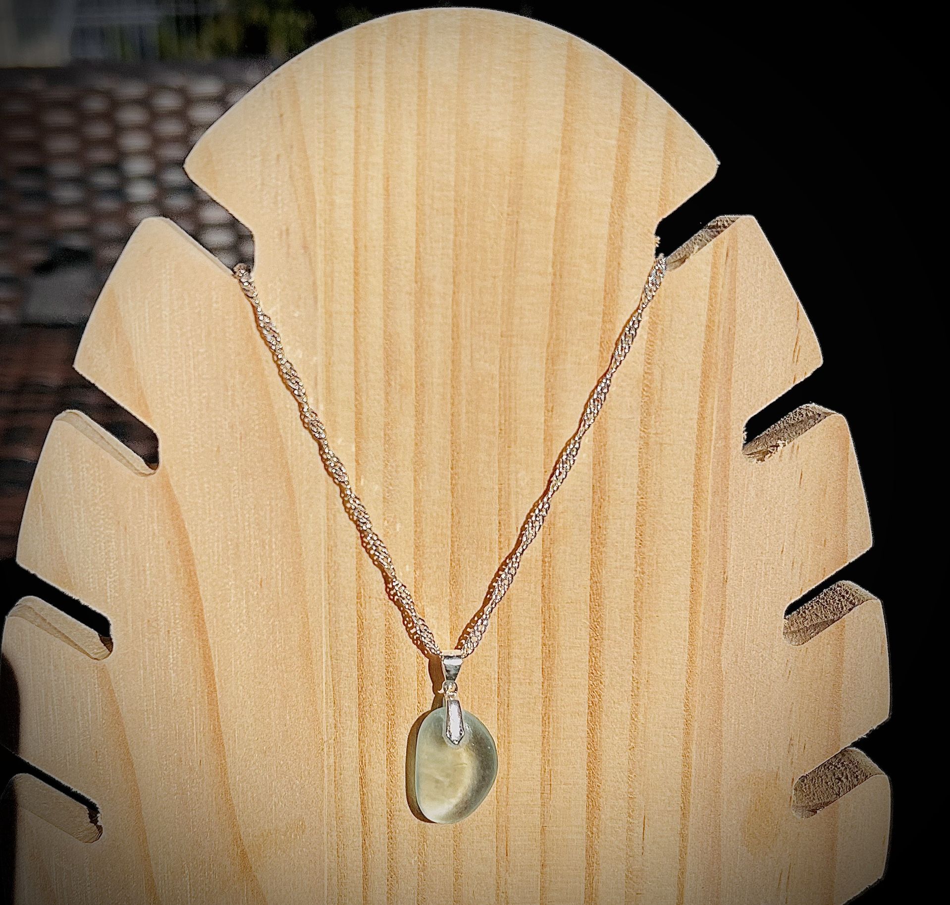 Japanese Light Blue Sea Glass Necklace 