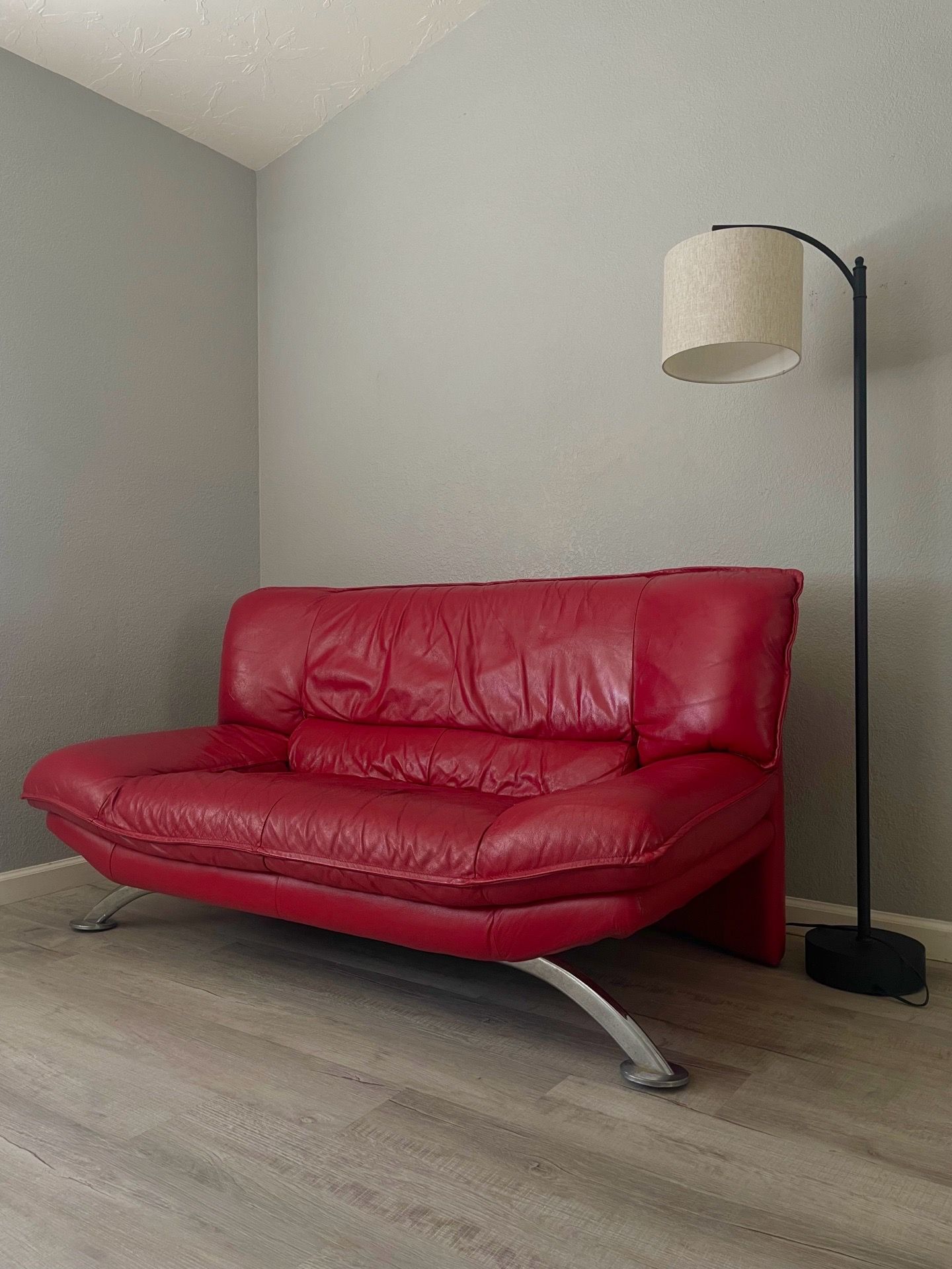 Vintage Red Postmodern Nicoletti Salotti Italian Leather Couch