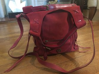 Red Italian Suede leather Hobo Bag Francesco Biasia