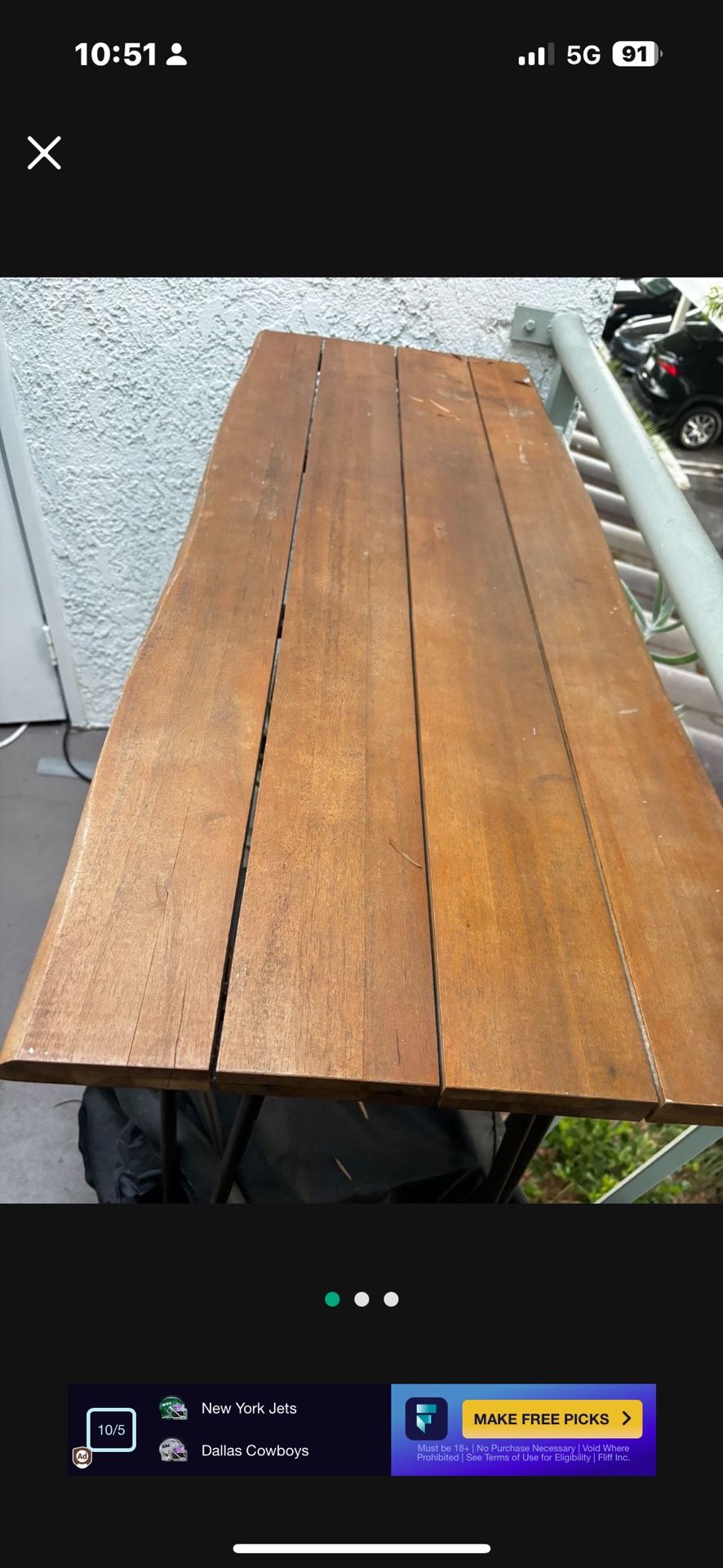 NICE SOLID WOOD BAR PATIO TABLE